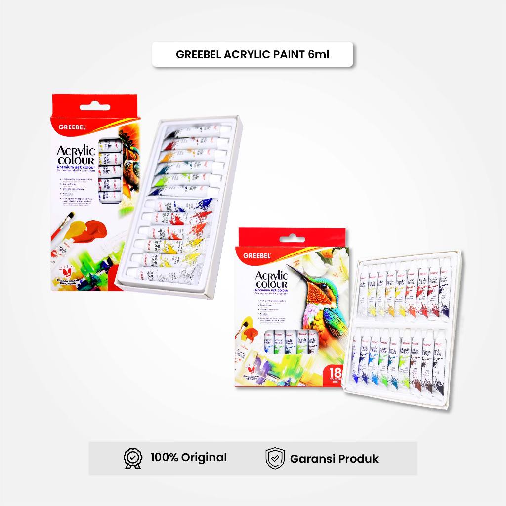 

GREEBEL Cat Lukis Akrilik Acrylic Paint Set 6ML 12/18 Warna