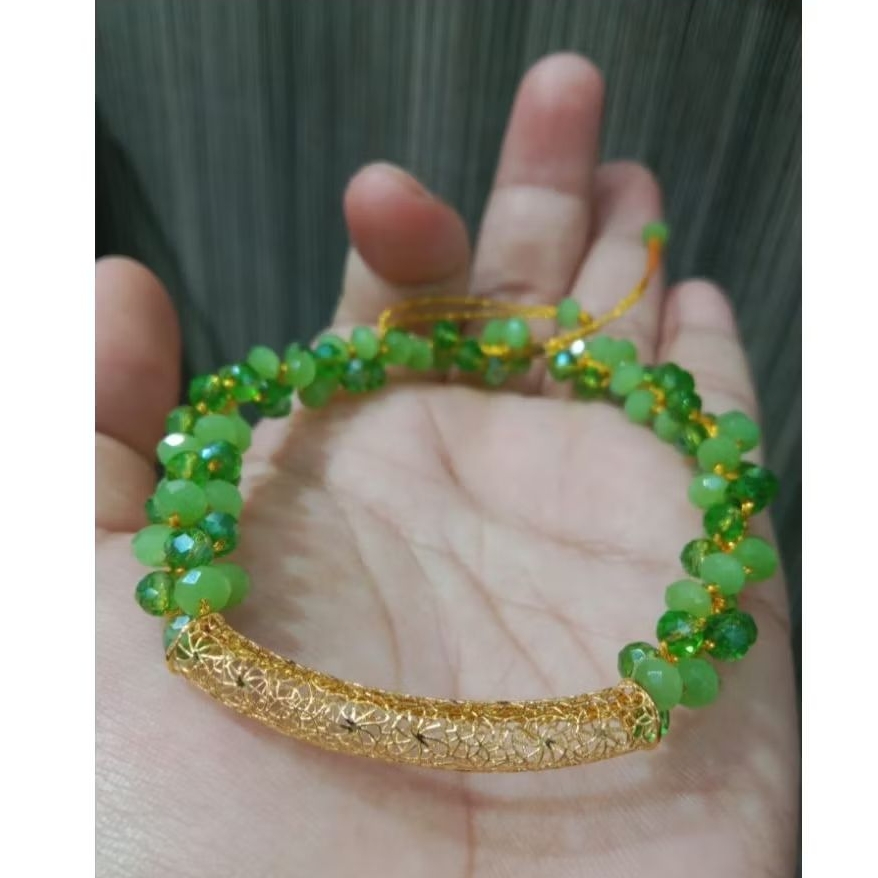 Gelang emas asli carm pipa batu manik
