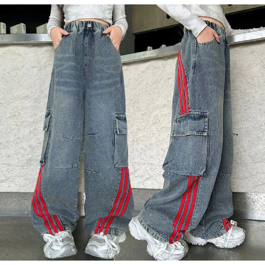 CELANA JEANS CARGO ANAK/JEANS ANAK PEREMPUAN/JEANS CARGO/CELANA ANAK