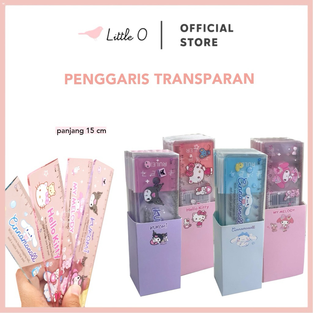 

LITTLE O Penggaris Sanrio Transparan 15cm Ruler Sanrio Penggaris Sekolah Mistar