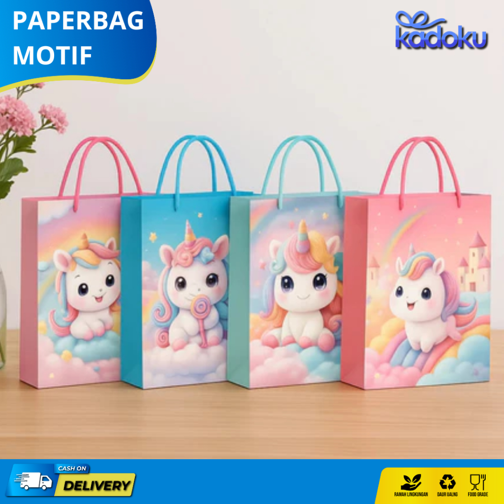 

Paperbag 3D Unicorn/ Paperbag Gift / Paperbag Hampers / Paperbag Souvenir Ulang Tahun Anak Lucu