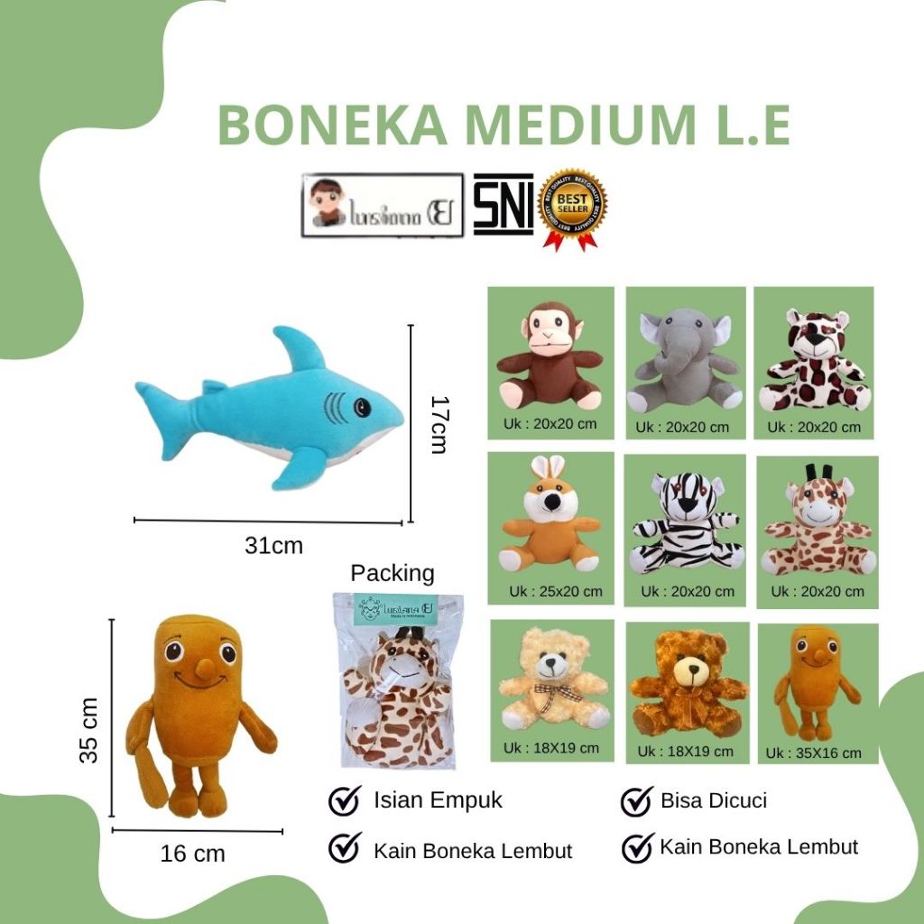 Boneka Medium L.E / Boneka Buket / Boneka Wisuda / Boneka Monyet / Boneka Gajah / Boneka Kelinci / B