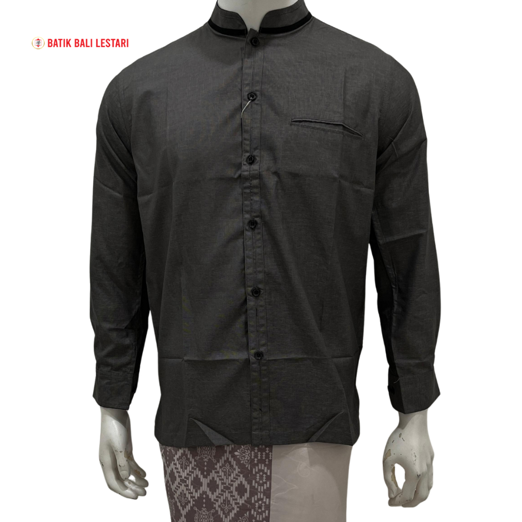 Batik Bali Lestari Koko Pakistan Lengan Panjang Abu Tua (OKBU)