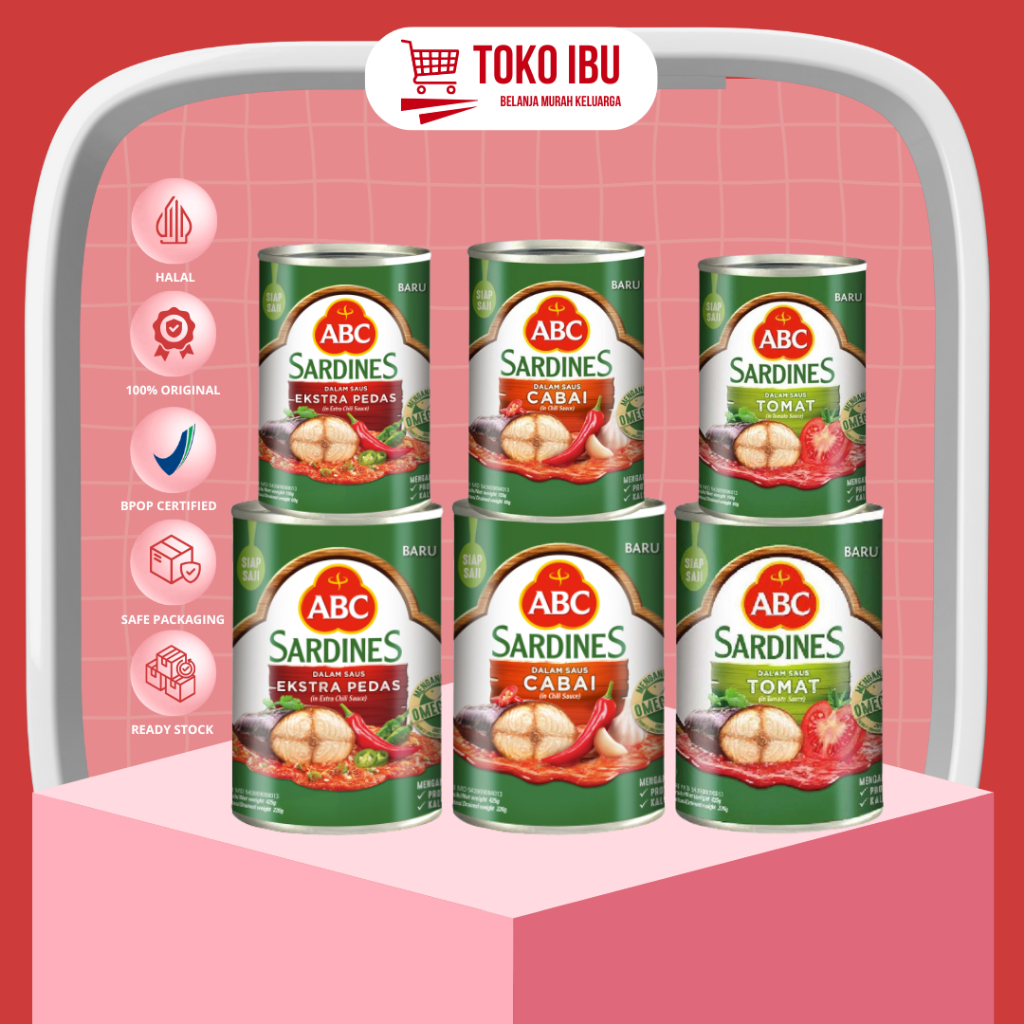 

ABC Sarden Sardines| ABC Sarden Saus Ekstra Pedas - Saus Cabai - Saus Tomat 425 g| 155 g