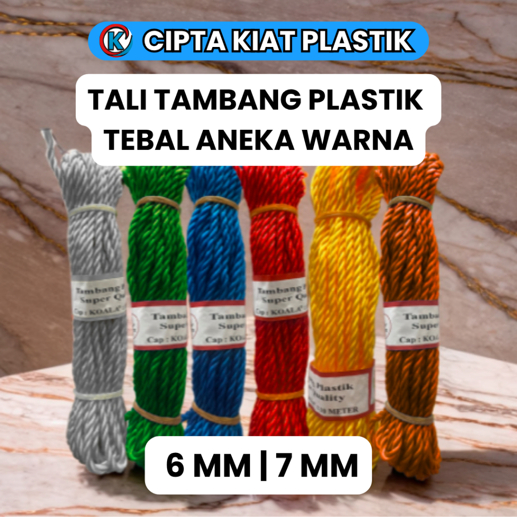 

TALI TAMBANG PLASTIK KUALITAS PREMIUM MEREK KOALA 6 MM 7 MM | PANJANG 10 METER