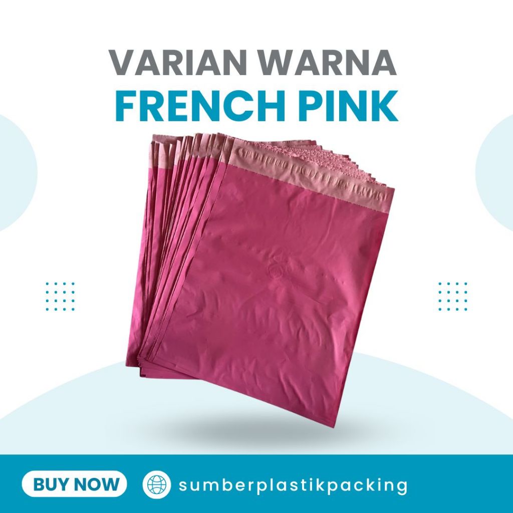 

Plastik Packing Polymailer Ukuran 30x40 Warna French Pink Glossy isi 100 Pcs Murah