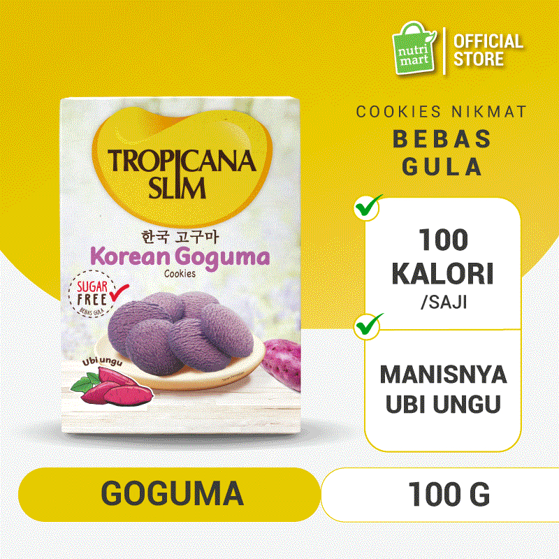 

Tropicana Slim Korean Goguma Cookies (5 Sch) - Snack Biskuit Diet Rendah Kalori Bebas Gula