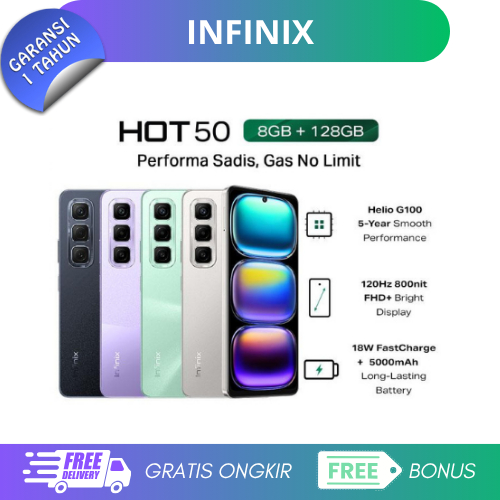 Infinix Hot 50 8/128GB - NFC - Helio G100 -  6.7 inch 120Hz FHD+