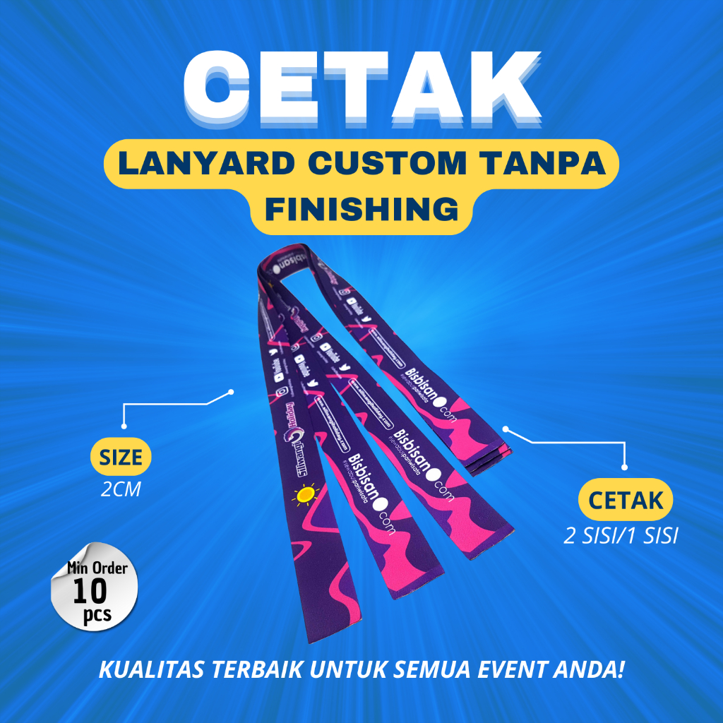 

TALI LANYARD SUBLIM CUSTOM / Tali ID Card Custom Ukuran 2cm (TALI SAJA)