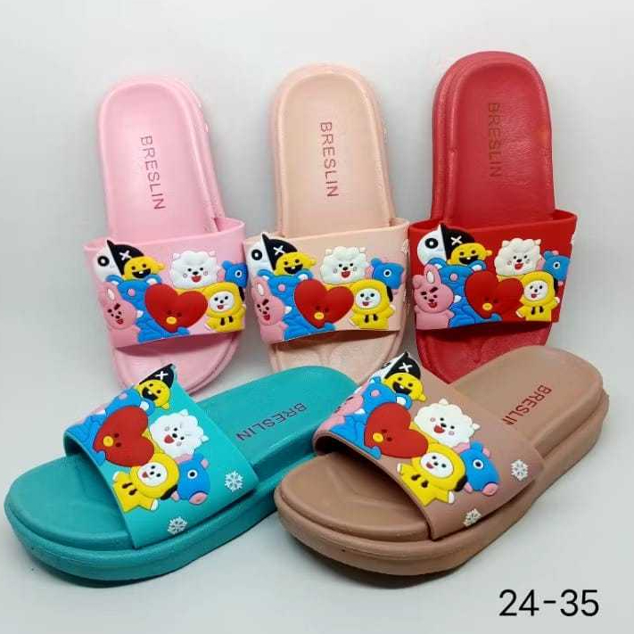 840 Sandal Slop Anak Perempuan Karet Jelly / Sandal Selop Anak BTS Lucu Simpel 24-35