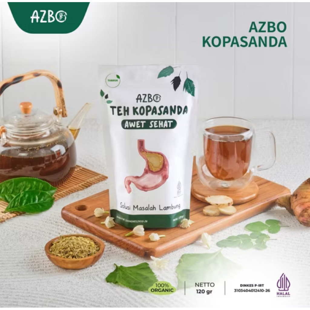

(NEW ORIGINAL) JUAL AZBO Teh Herbal Kopasanda Untuk Asam Lambung, Maag, Gerd