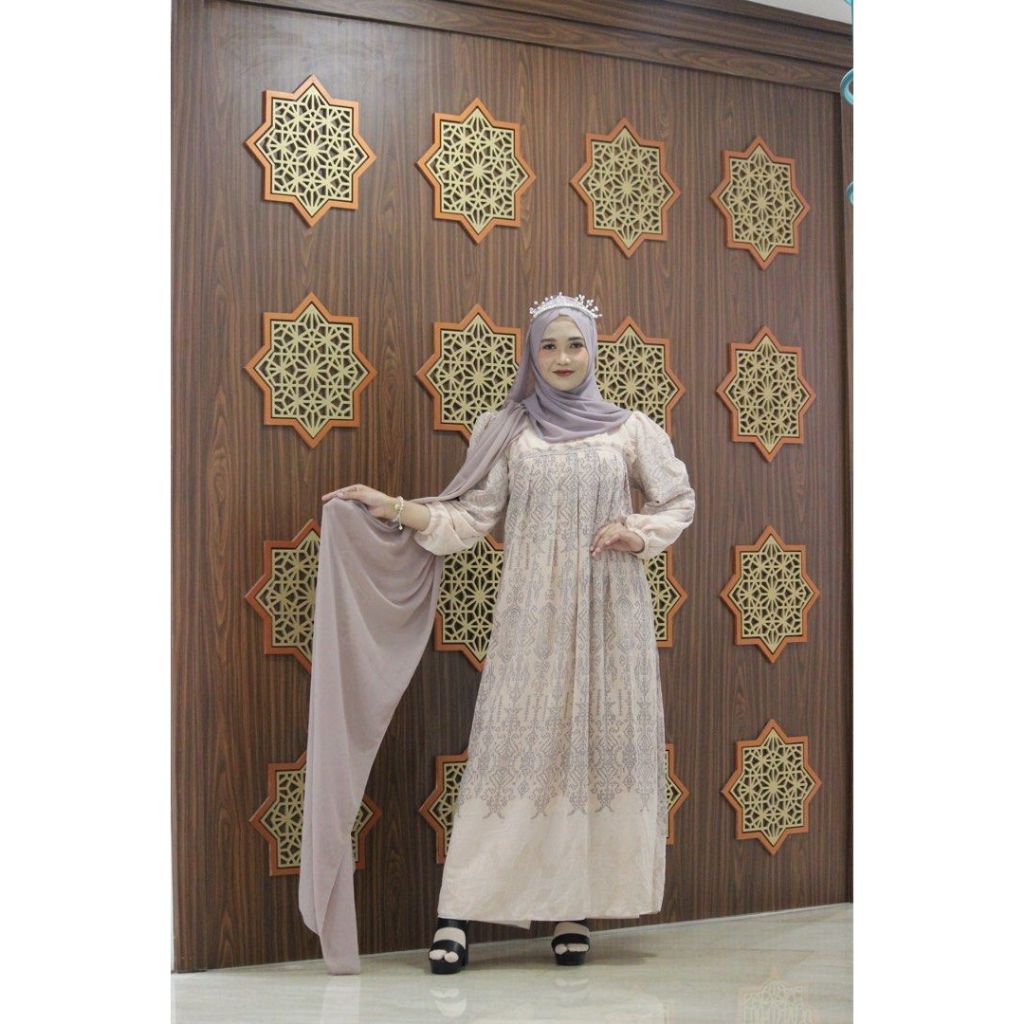 Gamis Wanita Floral Pink - Dress Muslim Wanita - Dress Sifon Cantik Mewah Preloved PL