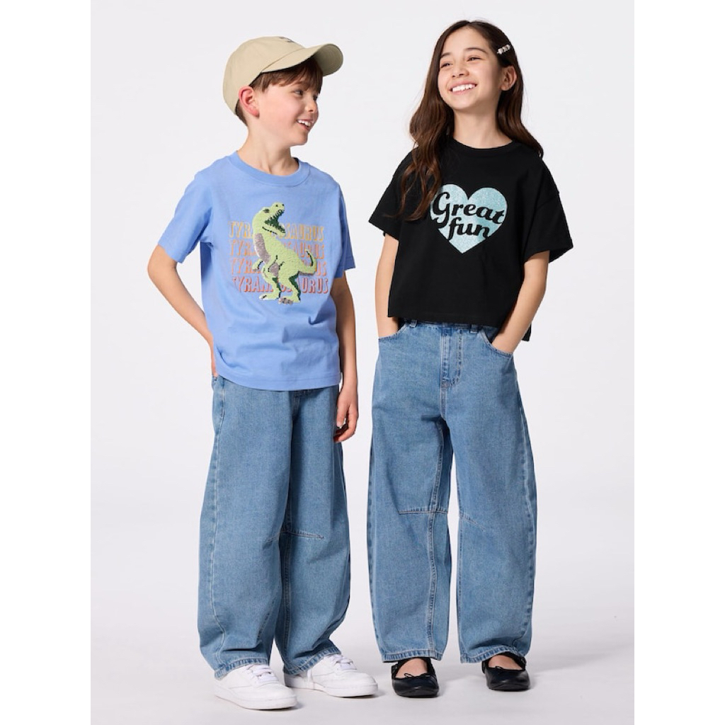 GU BARREL LEG JEANS KIDS (PO JEPANG)