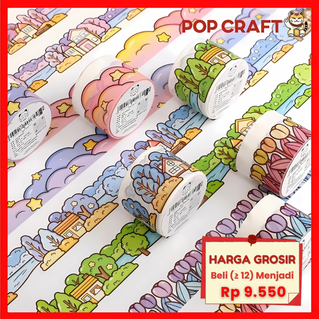 

PC Washitape Masking Tape Stiker Buat Dekor Buku Jurnal Frame Bertema Awan Bunga Rumah CUTIE TLD110