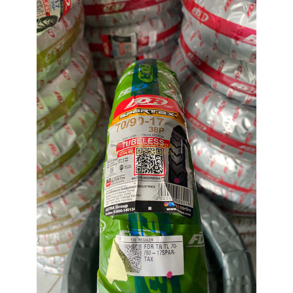 BAN FDR 70/90-17 SPARTAX TUBELESS Ban Motor REVO, SUPRA, JUPITER, SUPER CUB C 125, REVO X, SUPRA X 1