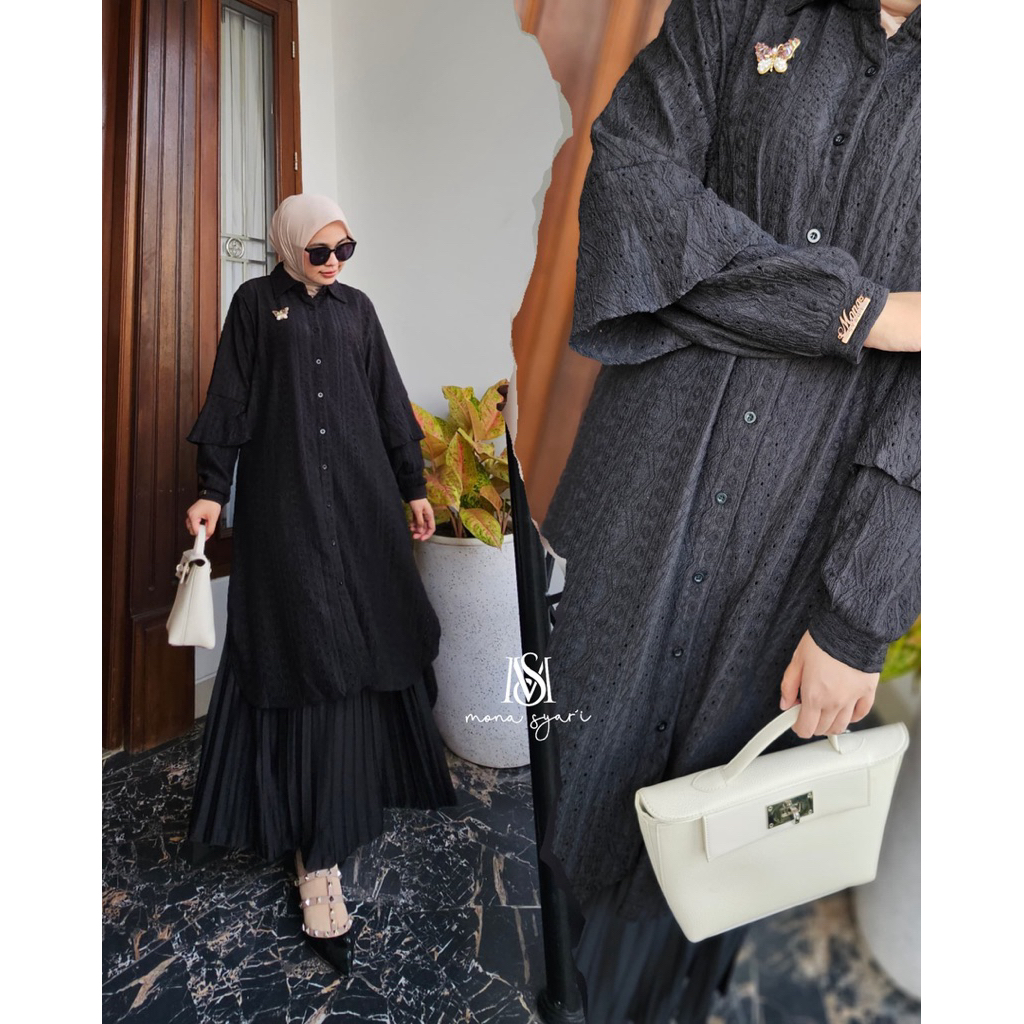 Ivanna One Set / Tunik Set Rok Plisket Skrit / Original Brand / COD