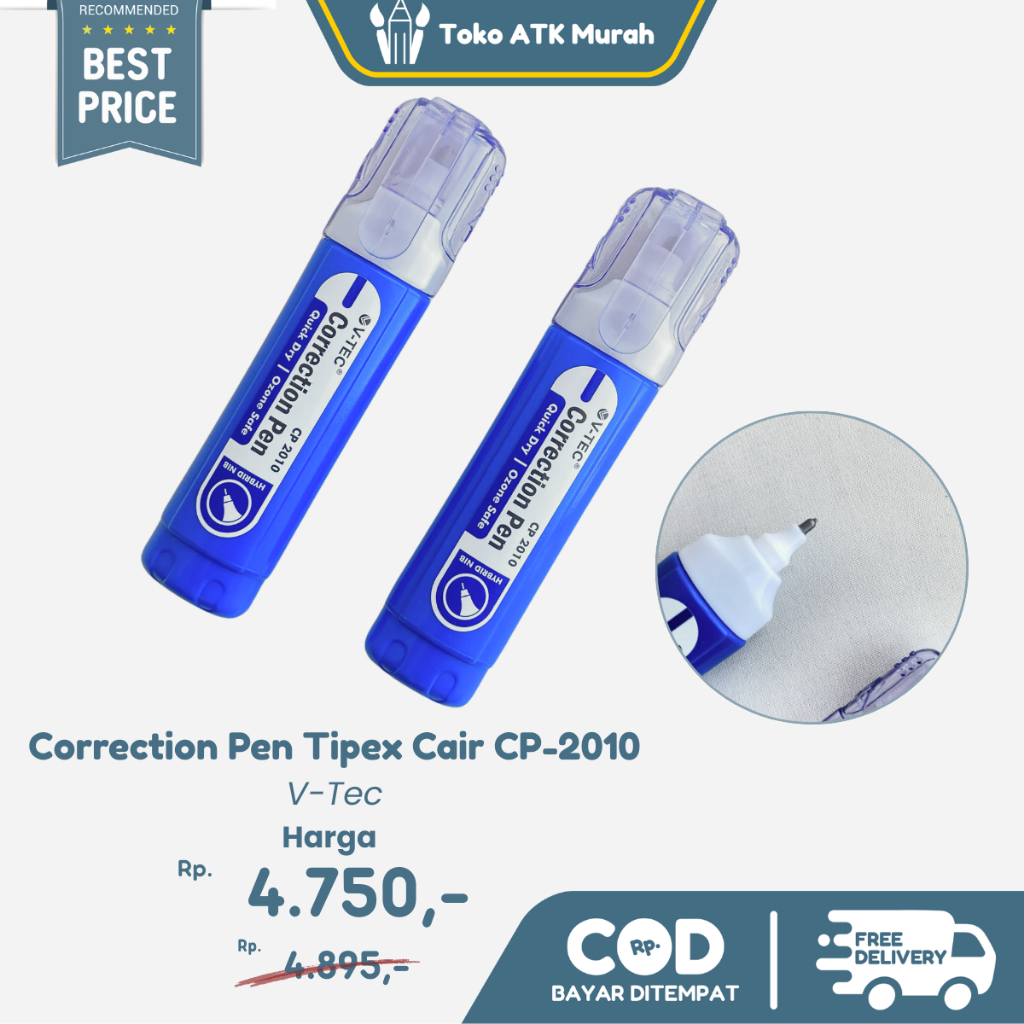 

Correction Fluid / Tip Ex Cairan Koreksi Penghapus Cair V-Tec CP-2010