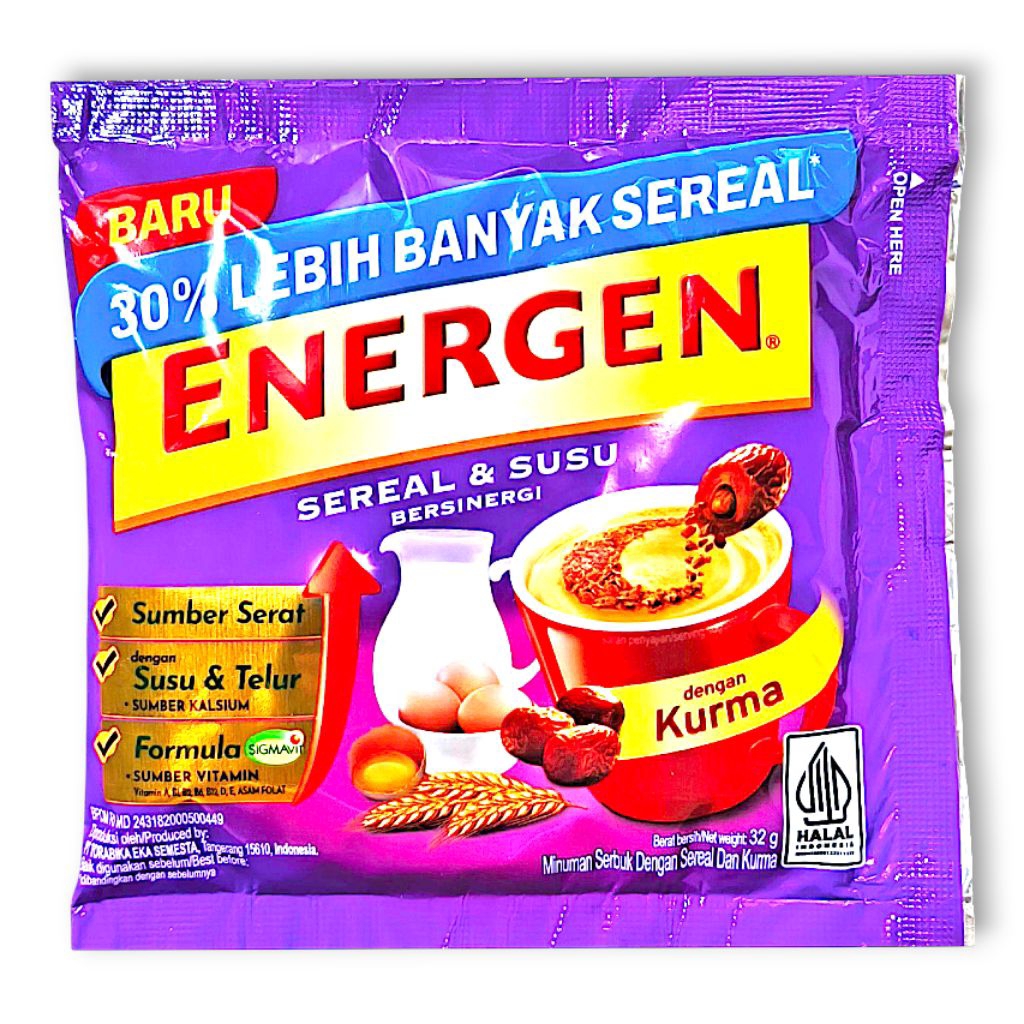 

ENERGEN KURMA [1 Renteng Isi 10 Sachet @ 32g] – Minuman Sereal & Susu Rasa Kurma, Praktis & Bergizi - Beli Banyak = Makin Murah!!!