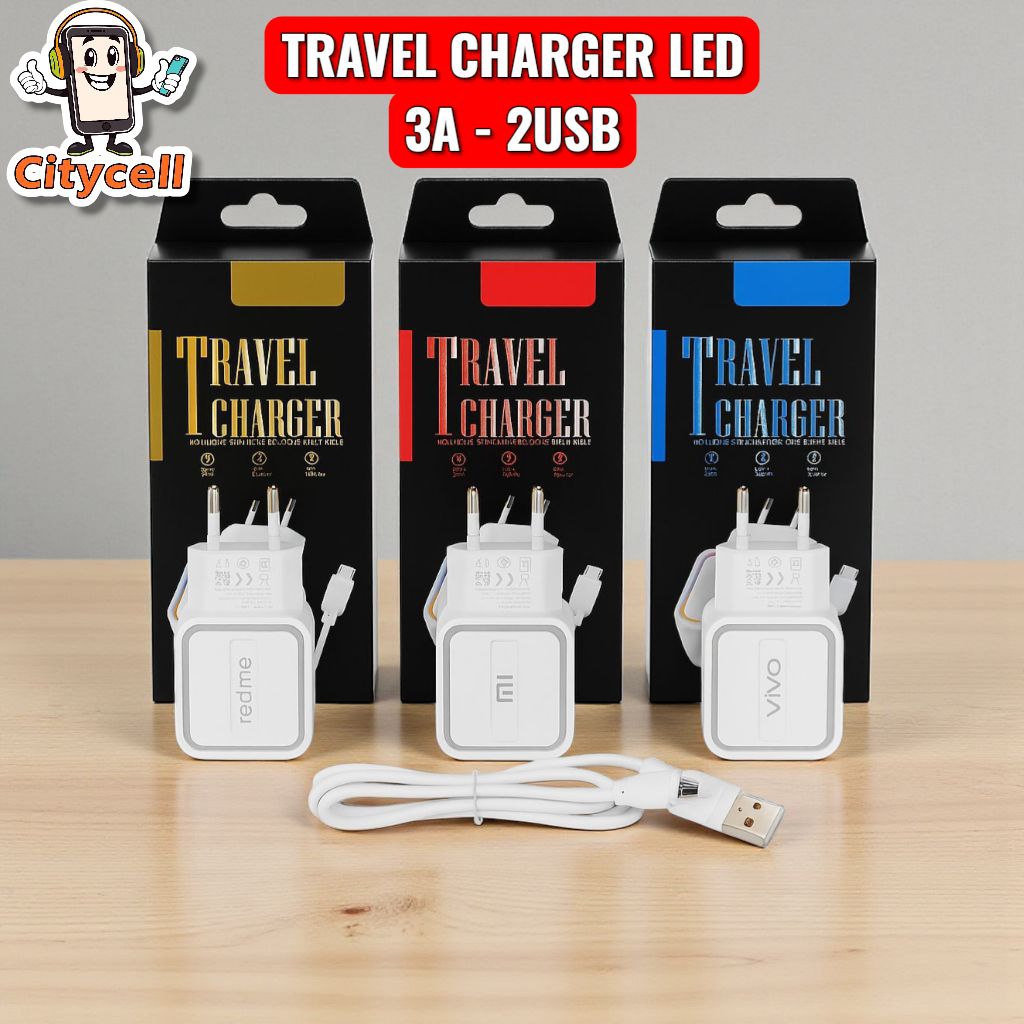 Travel Charger Vivo 3A LED 2usb Charger Casan Vivo LED 2usb 3A