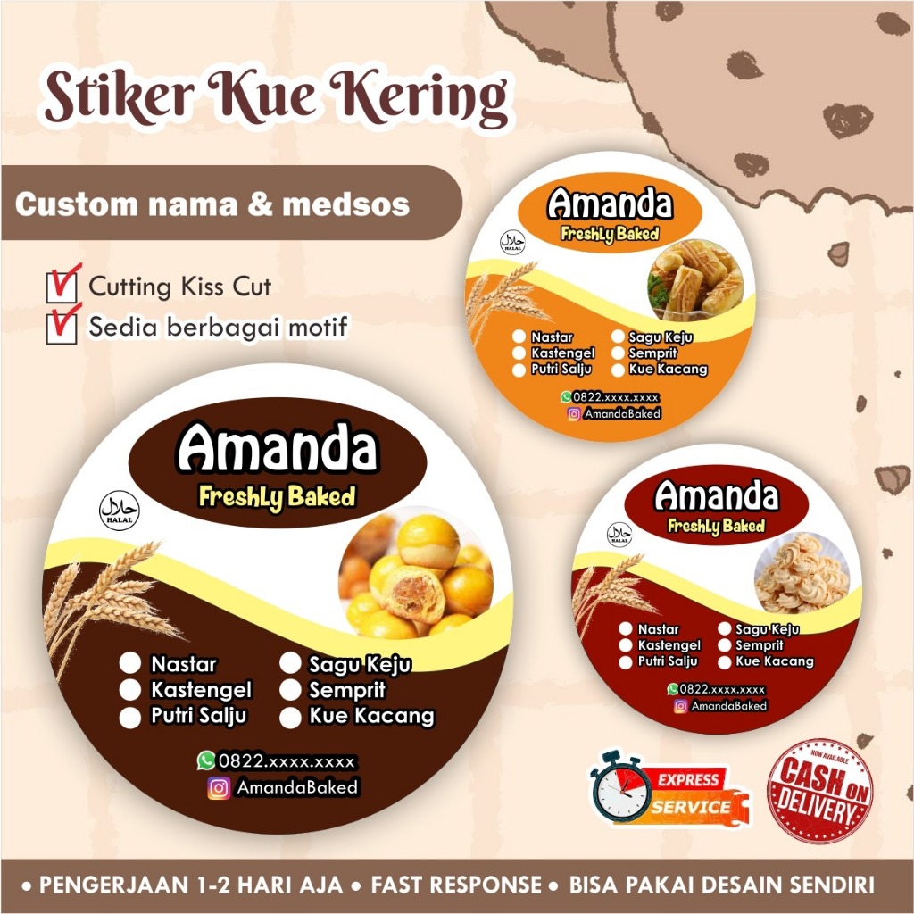 

[170 pcs] Stiker Jenis-Jenis Kue Kering Cromo bulat / Stiker makanan