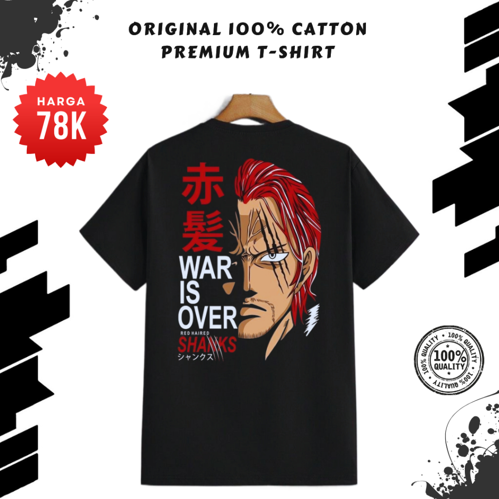 Zul Store Shiolet Kaos Anime SHANKS One Piece Unisex - T SHIRT Dewasa Premium / Baju Shanks One Piec