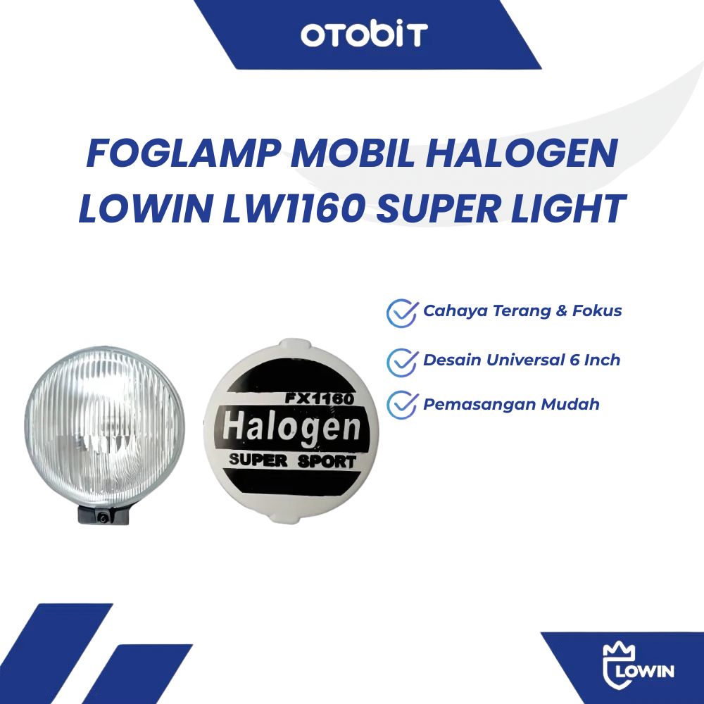 Foglamp / Lampu Kabut Mobil 6 Inch Halogen LOWIN LW1160 Super Light H3 12V 55W + Cover