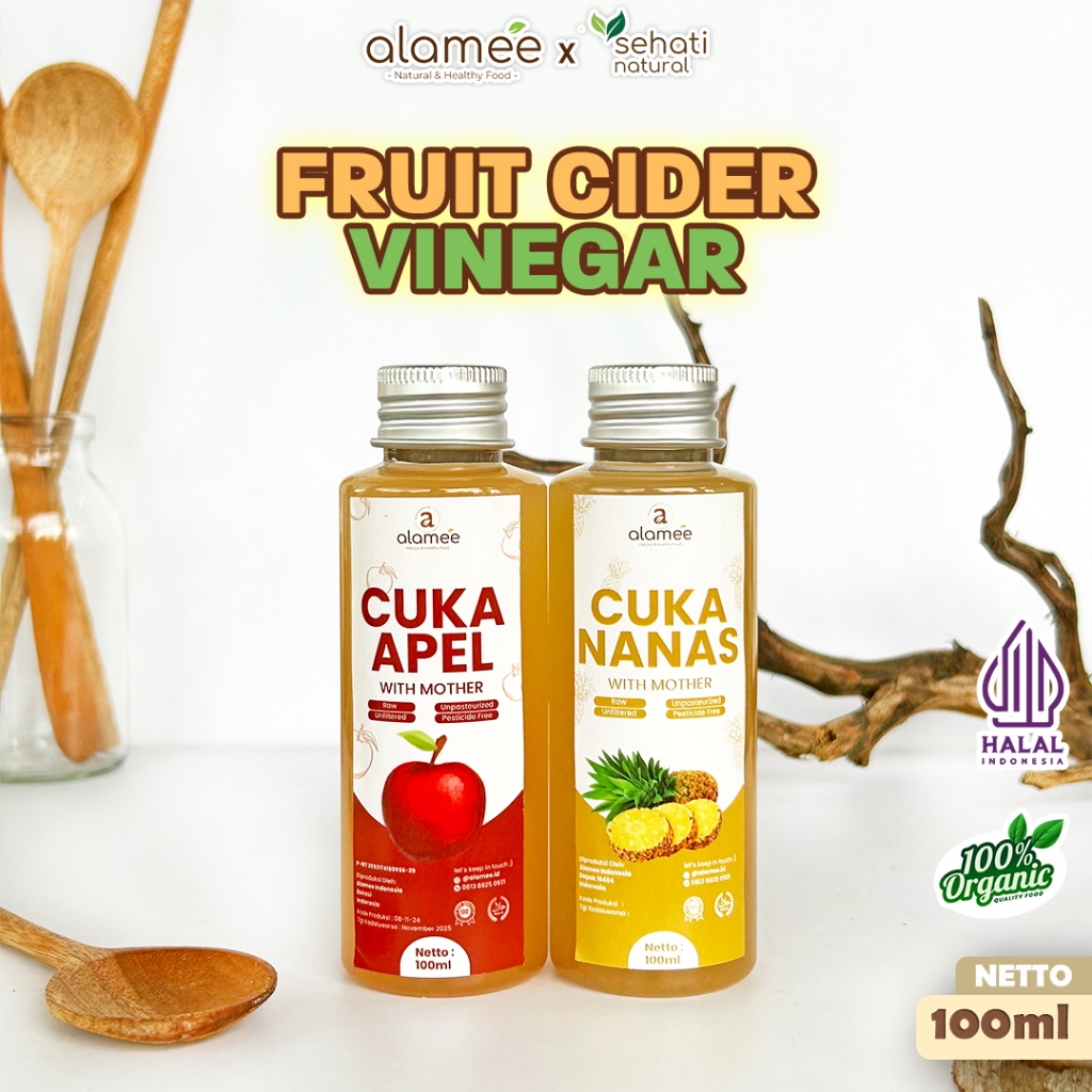 

ALAMEE Cuka Apel Nanas Original Vinegar With Mother Premium Organik Pine Apple Cider Vinegar 100ml