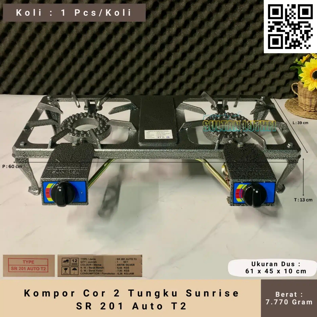 Kompor Cor 2 Tungku Sunrise SR 201 Auto T2