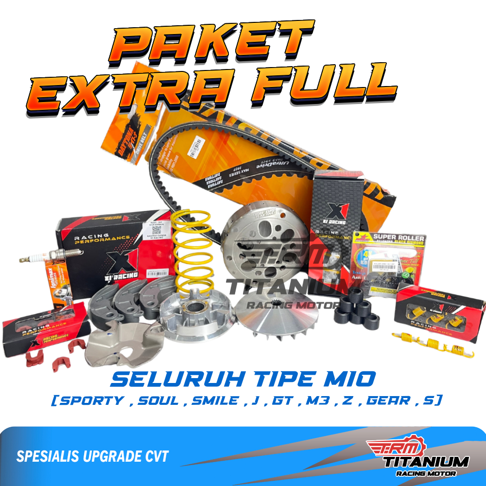 PAKET EXTRA FULL UPGRADE KIRIAN CVT mio j m3 smile soul z s gear gt 115 125 karburator karbu fi raci