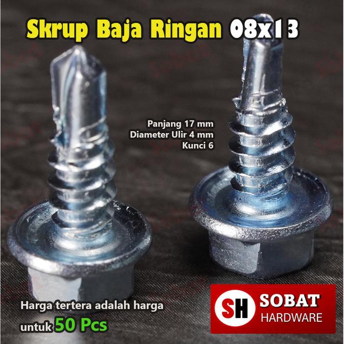 Skrup Baja Ringan 08 x 13 Steel