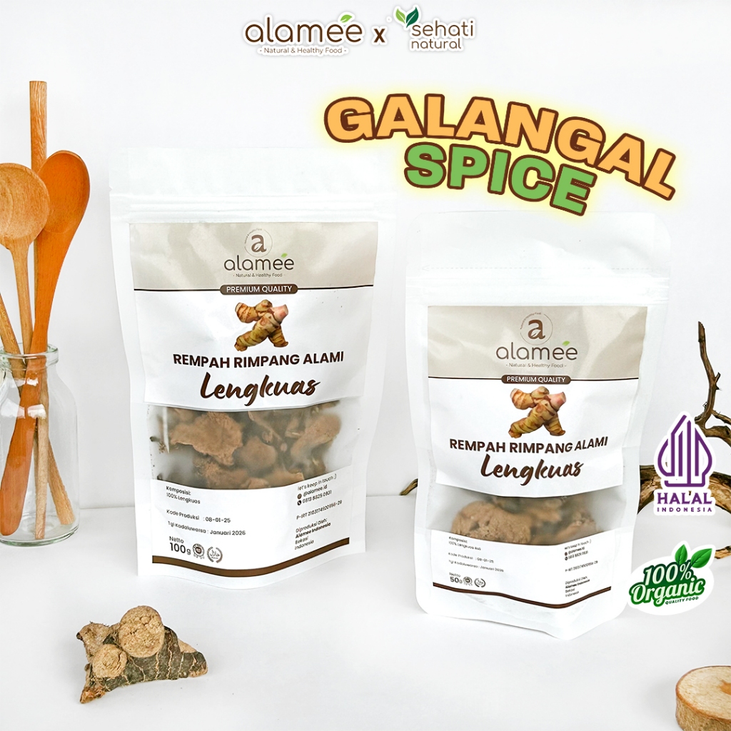 

ALAMEE Lengkuas Kering Dried Galangal Rimpang Rempah Organic Alami Siap Saji 50 Gr