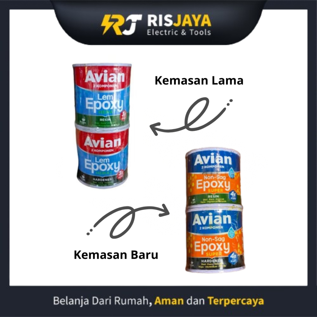 Lem Kapal Avian | Lem Epoxy 2 Komponen Resin + Hardener 170gr Avian