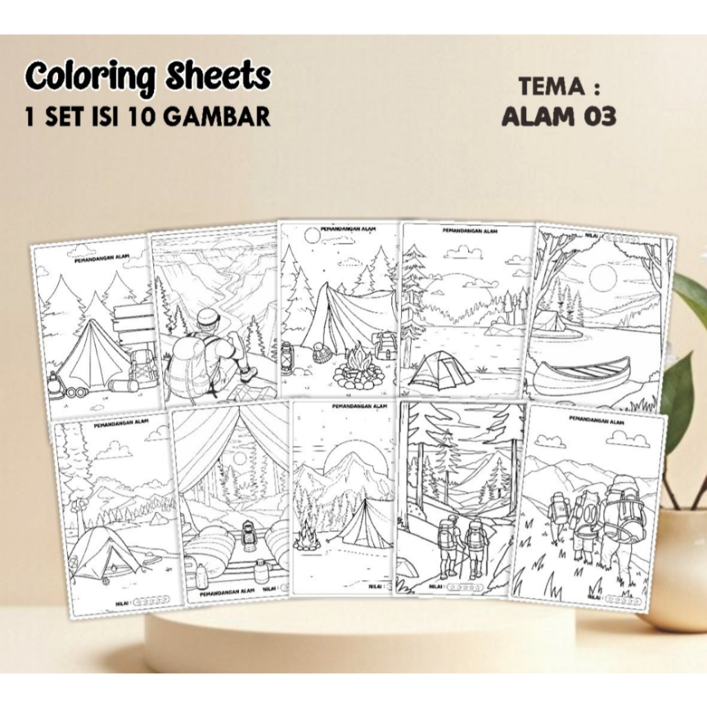 

(A4) KERTAS MEWARNAI ANAK - COLORING SHEETS SERIES 2 TEMA ALAM- LEMBAR MEWARNAI ANAK PAUD/TK/SD