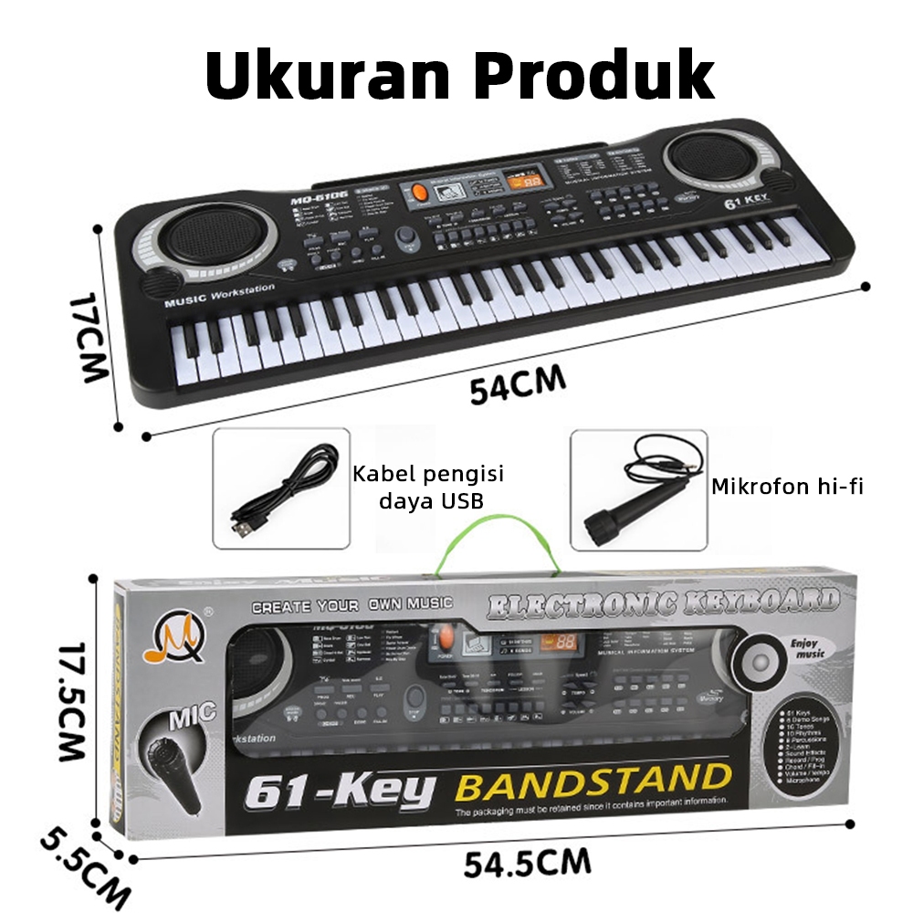 BIG SALE BABYCOLOR Piano 37/61 Keys Piano Elektrik Keyboard Piano Portable Alat Keyboard Musik