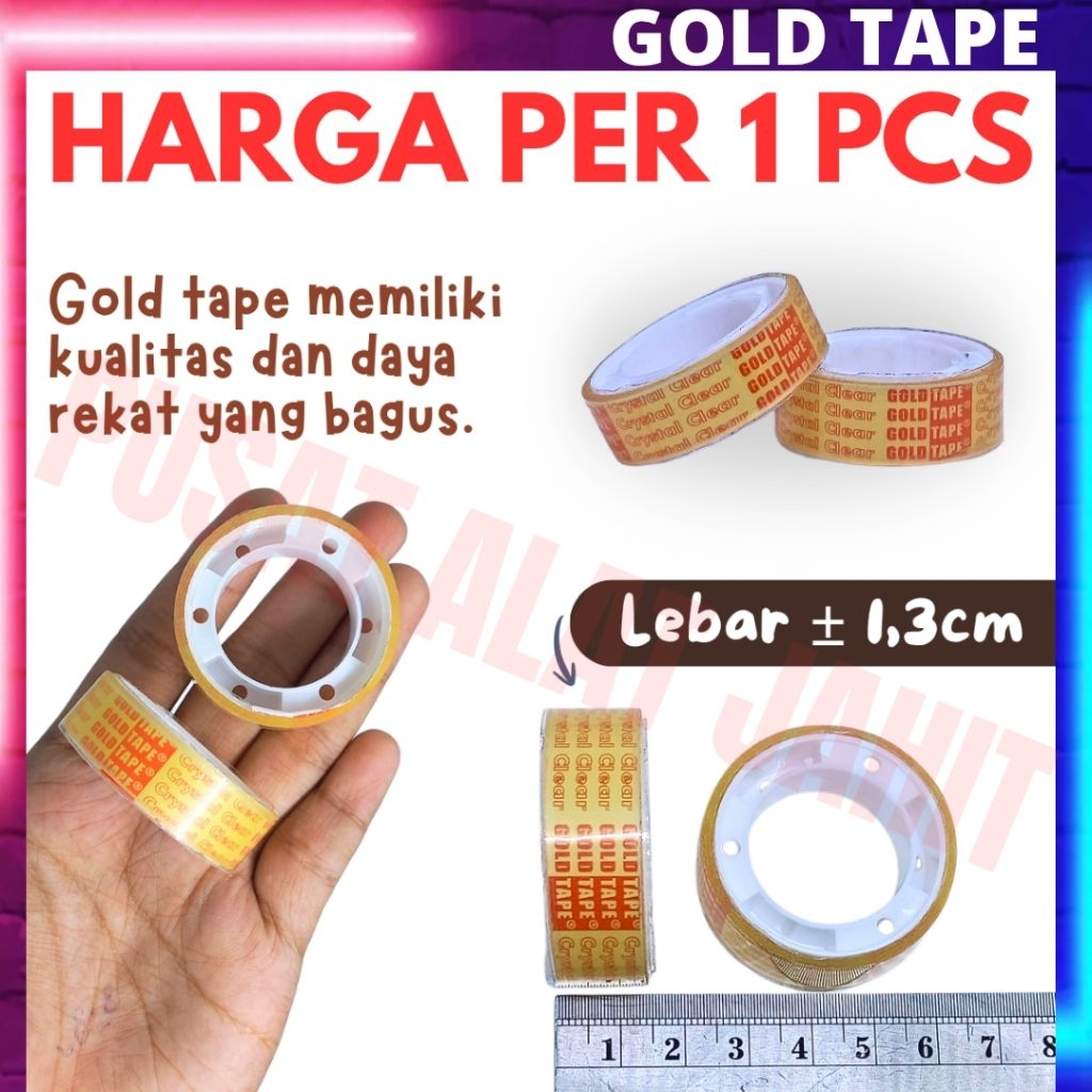 

Isolasi solatip selotip solasi bening transparan gold tape kecil mini alat tulis atk kado crystal clear murah satuan per pcs