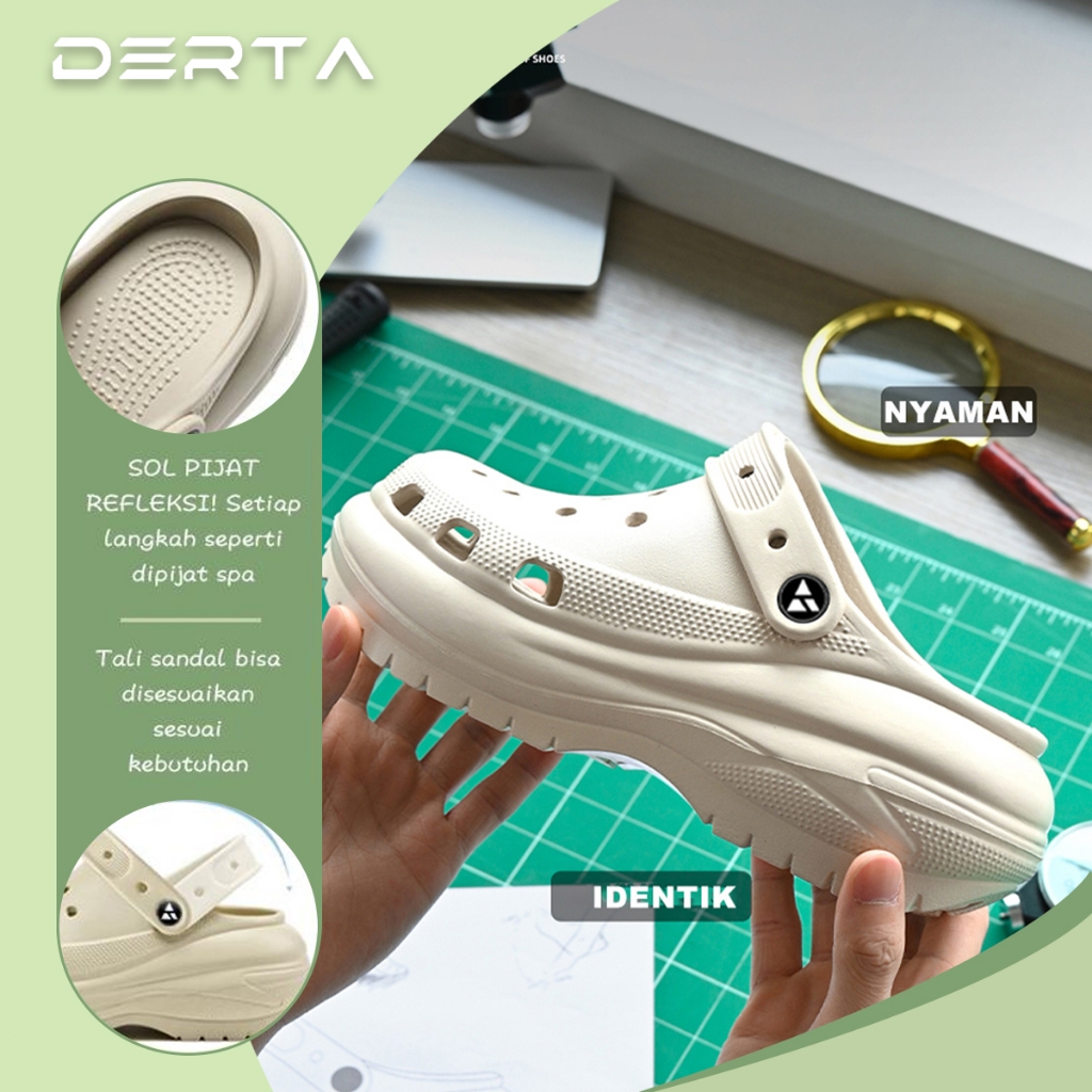 DERTA Sandal Wanita Baim Fuji - Wedges 5cm Tali Adjustable Dekor Kodok Anti Slip Bahan Karet 35-40