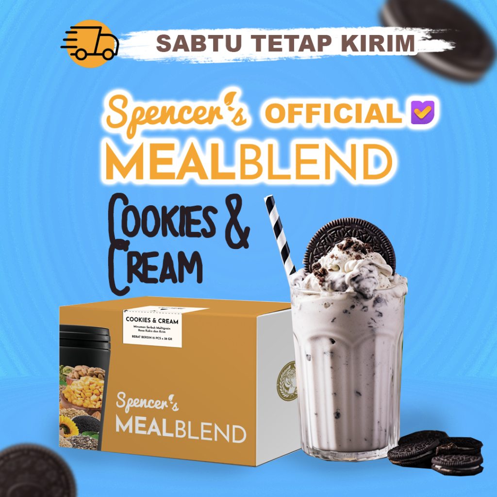 

Spencer's MealBlend Makanan Diet Rendah Kalori 1 Box isi 15 sachet Meal Replacement Cookies & Cream