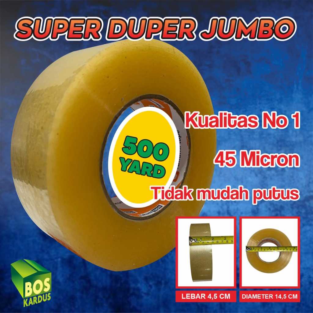 

Lakban Besar Jumbo Tebal Bening Coklat 2 INCH SUPER 45 MM 500yard 500 YARD 300 Meter 300 M 2" Setara DAIMARU