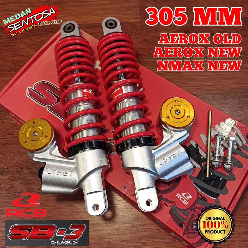 SHOCK RCB SB3 SERIES 305MM AEROX OLD/AEROX NEW/NMAX NEW WARNA MERAH SHOCK BELAKANG TABUNG BAWAH ORIG