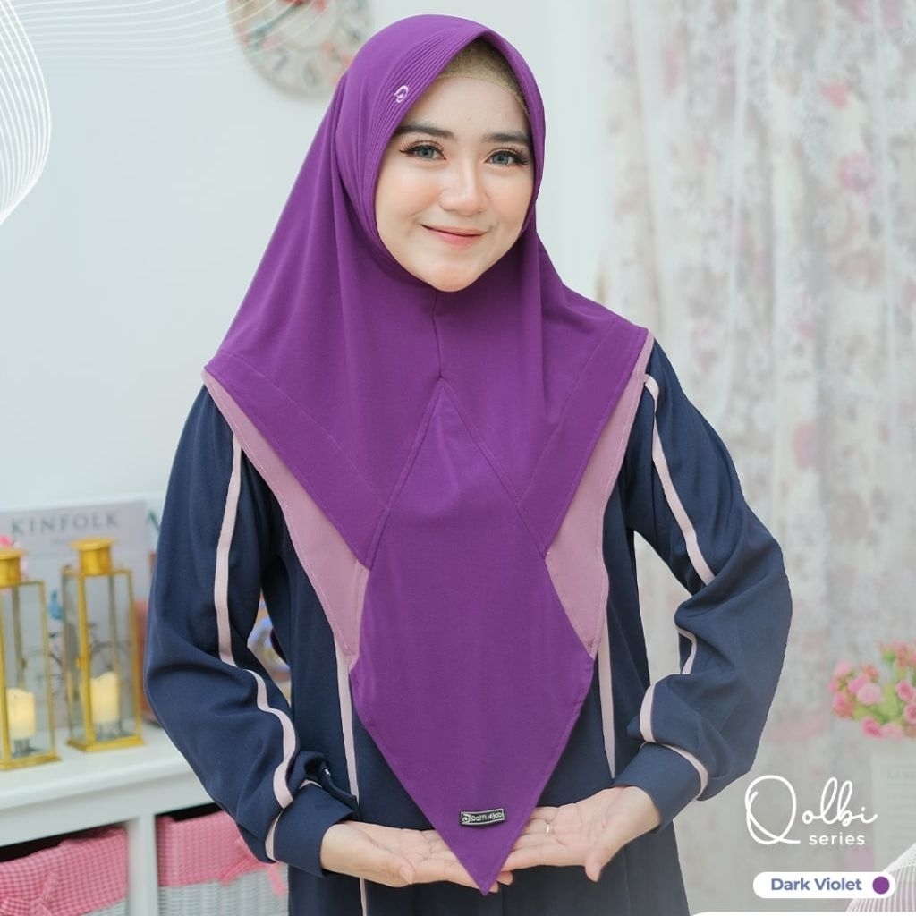 Bergo Qolbi ORI by Daffi Hijab | Jilbab Instan Cutting Depan V Kombinasi Warna