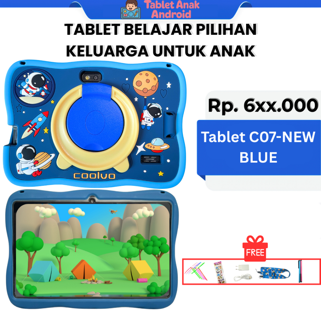 Tablet Anak Android C07 / Tablet Android Untuk Belajar Game Anak / Layar Sentuh 7 Inch Wifi