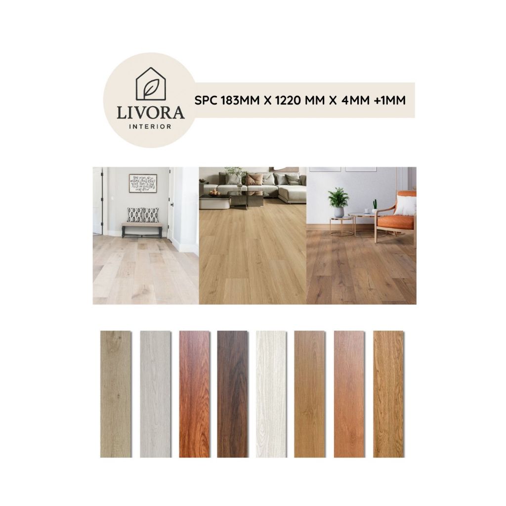 SPC Lantai 5mm Klik Motif Kayu  / Flooring SPC Woodgrain /  per 1 Box
