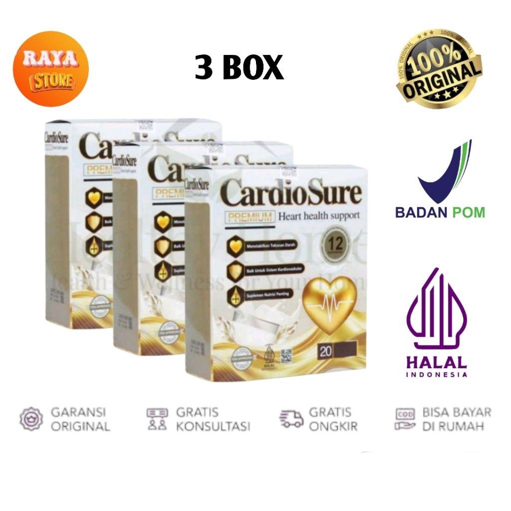 

Cardiosure Original 3 Box Untuk Hipertensi Dan Kesehatan Jantung - Cardiosure Asli Original