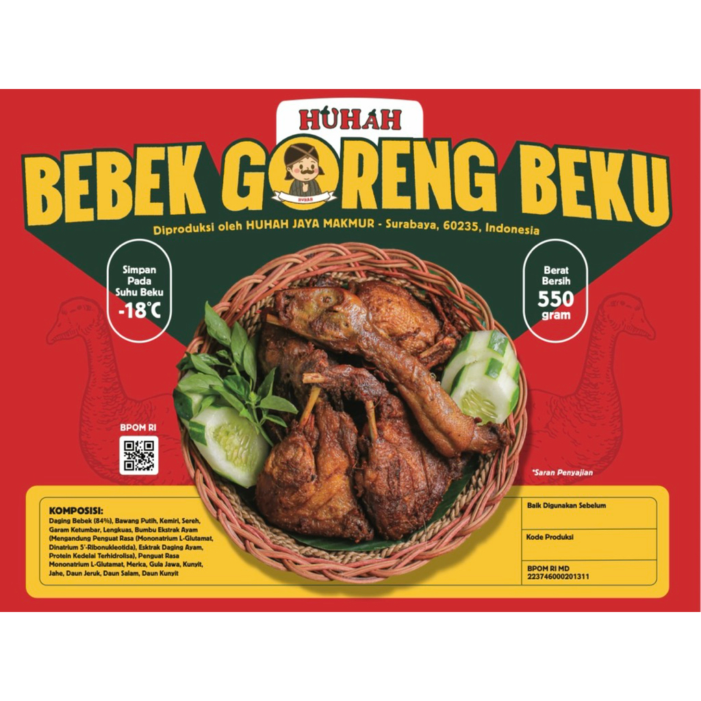 

Bebek Goreng Mropol Huhah Frozen 2 Ekor + Bonus Bumbu & Sambal (Lebih Hemat)