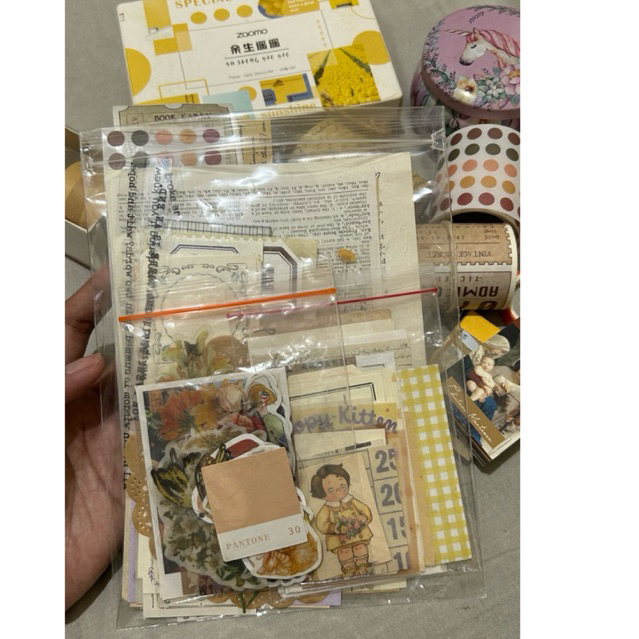 

Journaling kit scrapbooking kit stiker washi tape kerta Tema Kuning