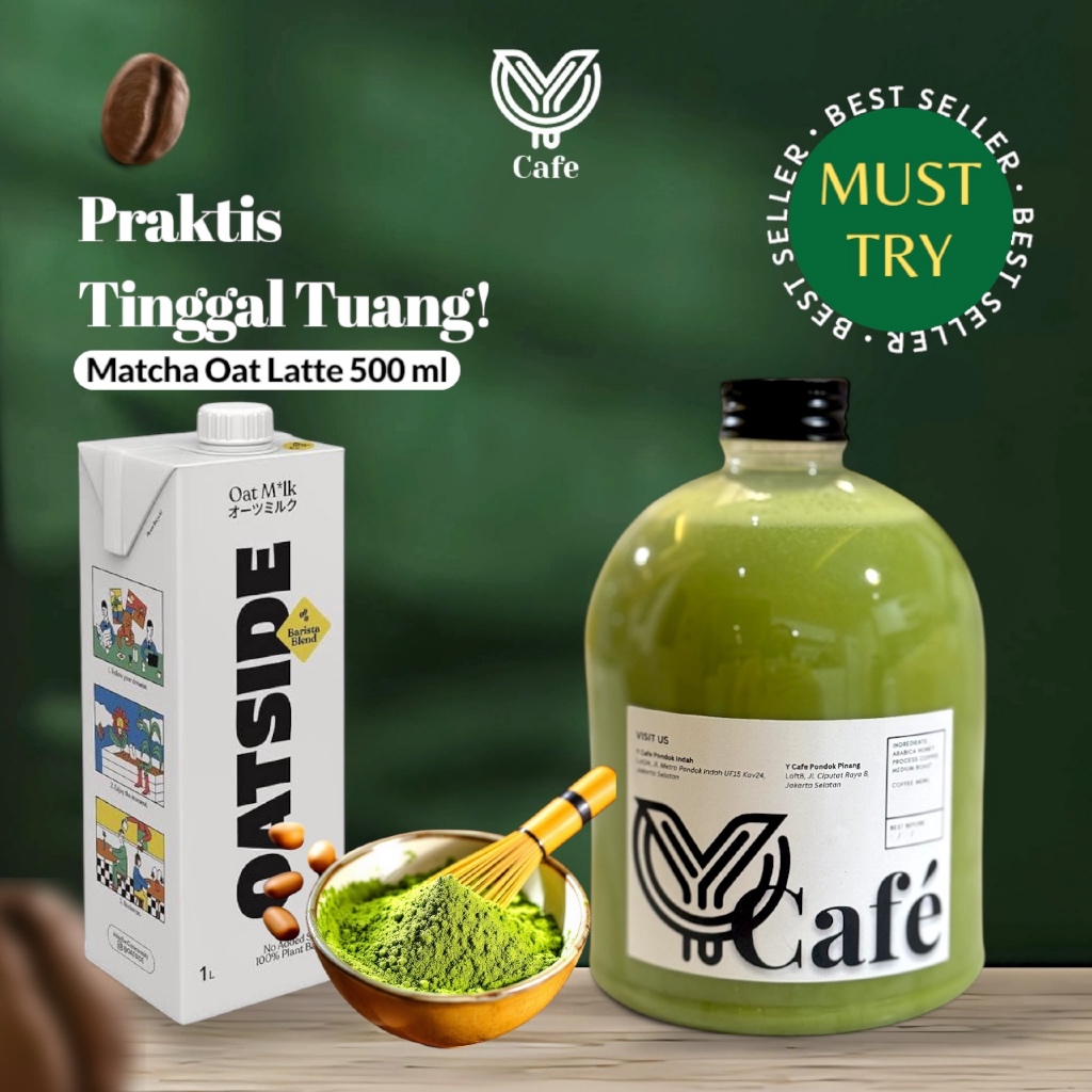 

Matcha Oat Latte 500 ml Kemasan Minuman Botol Matcha Oat Latte Praktis Tinggal Tuang by Y Cafe
