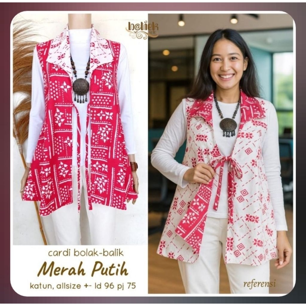 Vest Outer Batik Merah Putih Bolak Balik