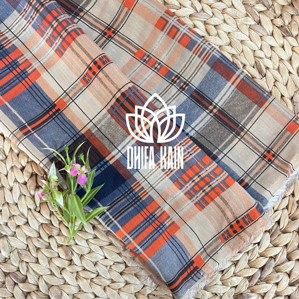 kain katun motif kotak tartan bahan kain katun silky