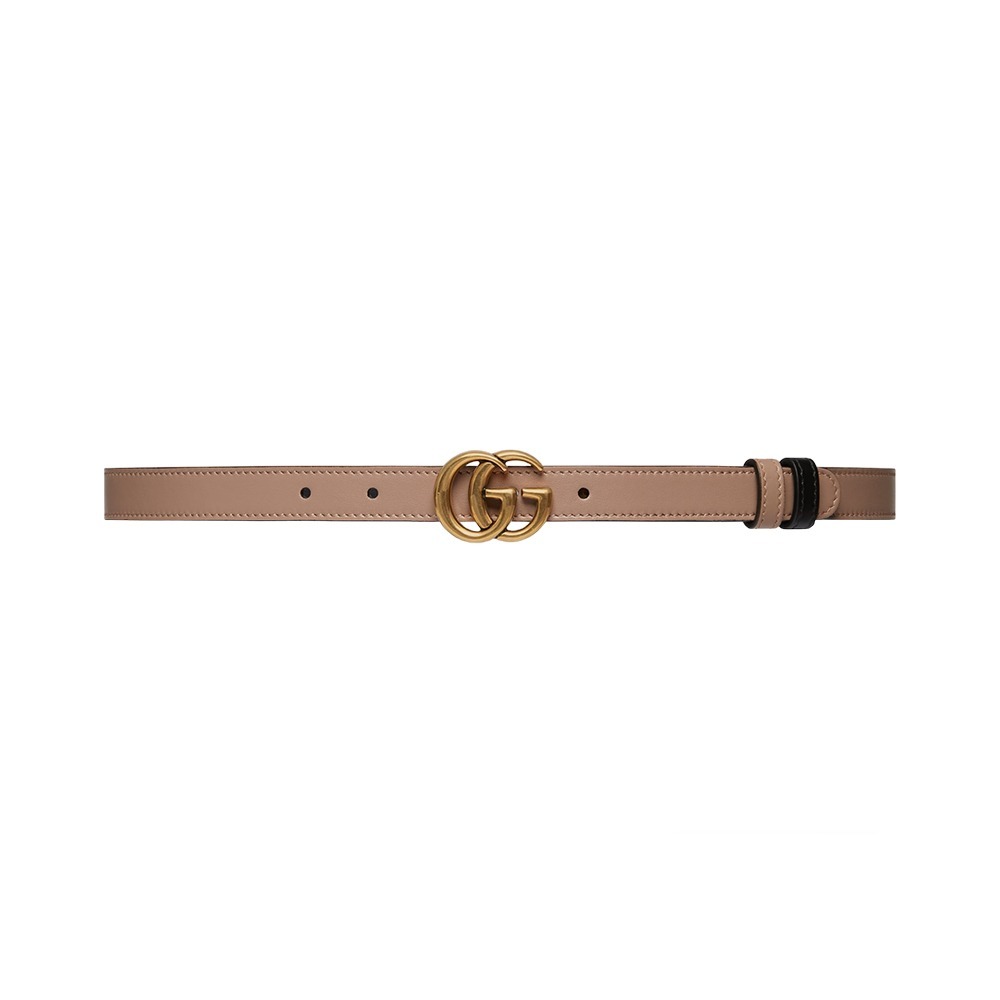 GG Marmont Reversible Thin Belt Black Pink Ghw