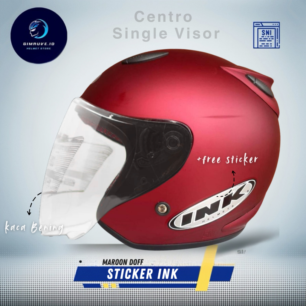 BEST SELLER HELM HALF FACE CENTRO STICKER INK SINGLE VISOR SNI PRIA WANITA DEWASA HELMET HELEM